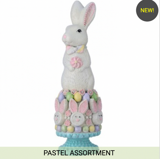 13" RESIN SUGARED CAKE W/  BUNNY