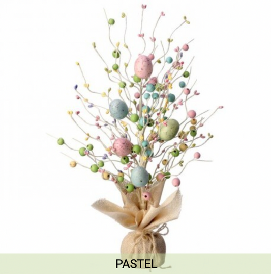 WOOD BEAD & EASTER EGG TREE 20"