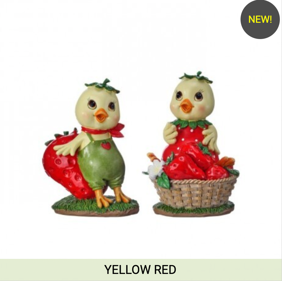 5.5" RESIN STRAWBERRY CHICK SET OF 2