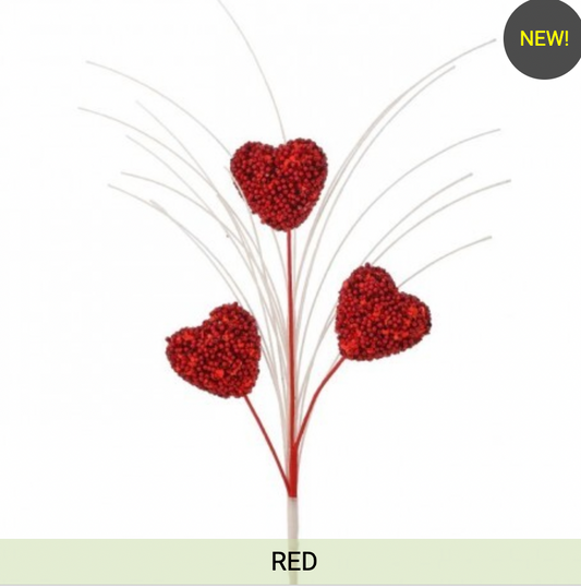 16" TRIPLE BEADED HEART W/GLITTER PICK