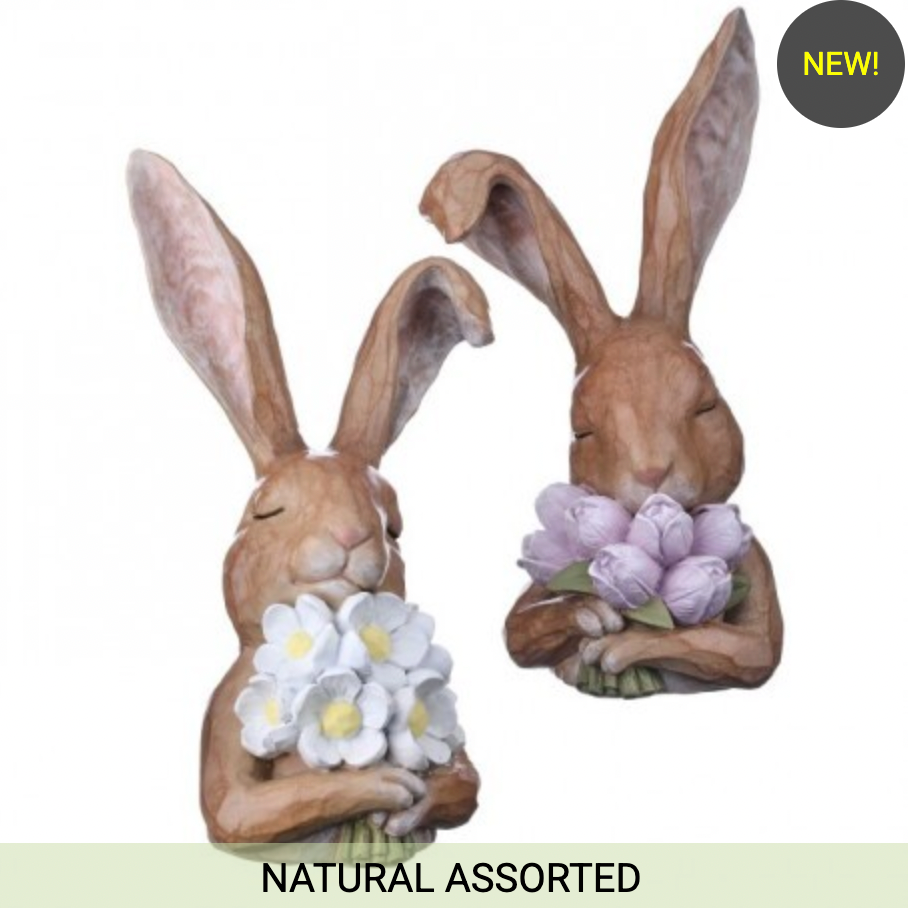 12" RESIN THOUGHTFUL BUNNY SET OF 2