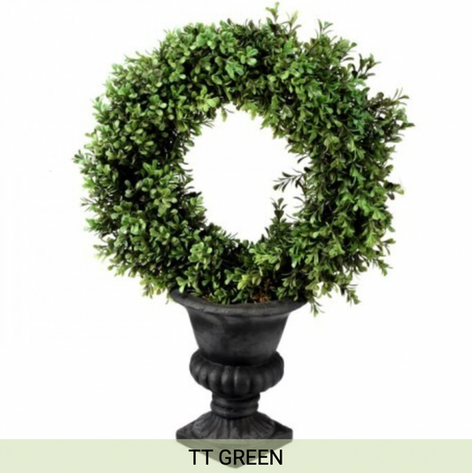 21" PLASTIC BOXWOOD WREATH URN