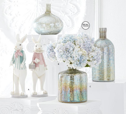 20.5" Royal Pastel Pink & Green Resin Easter Bunnies - SET OF 2