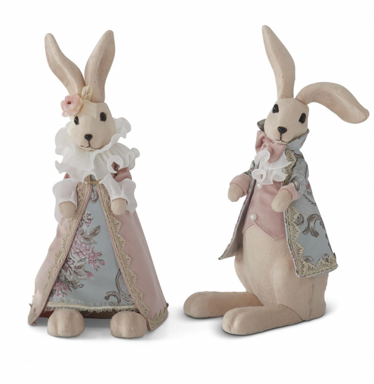 20" Royal Easter Bunnies Wearing Jackets - SET OF 2