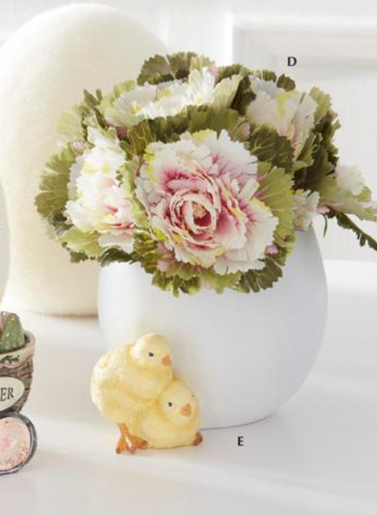 6" White Resin Egg Container with Chicks