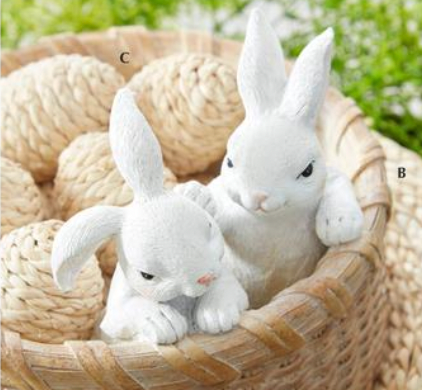 8" - Set of 2 Resin Baskets with Easter Bunnies