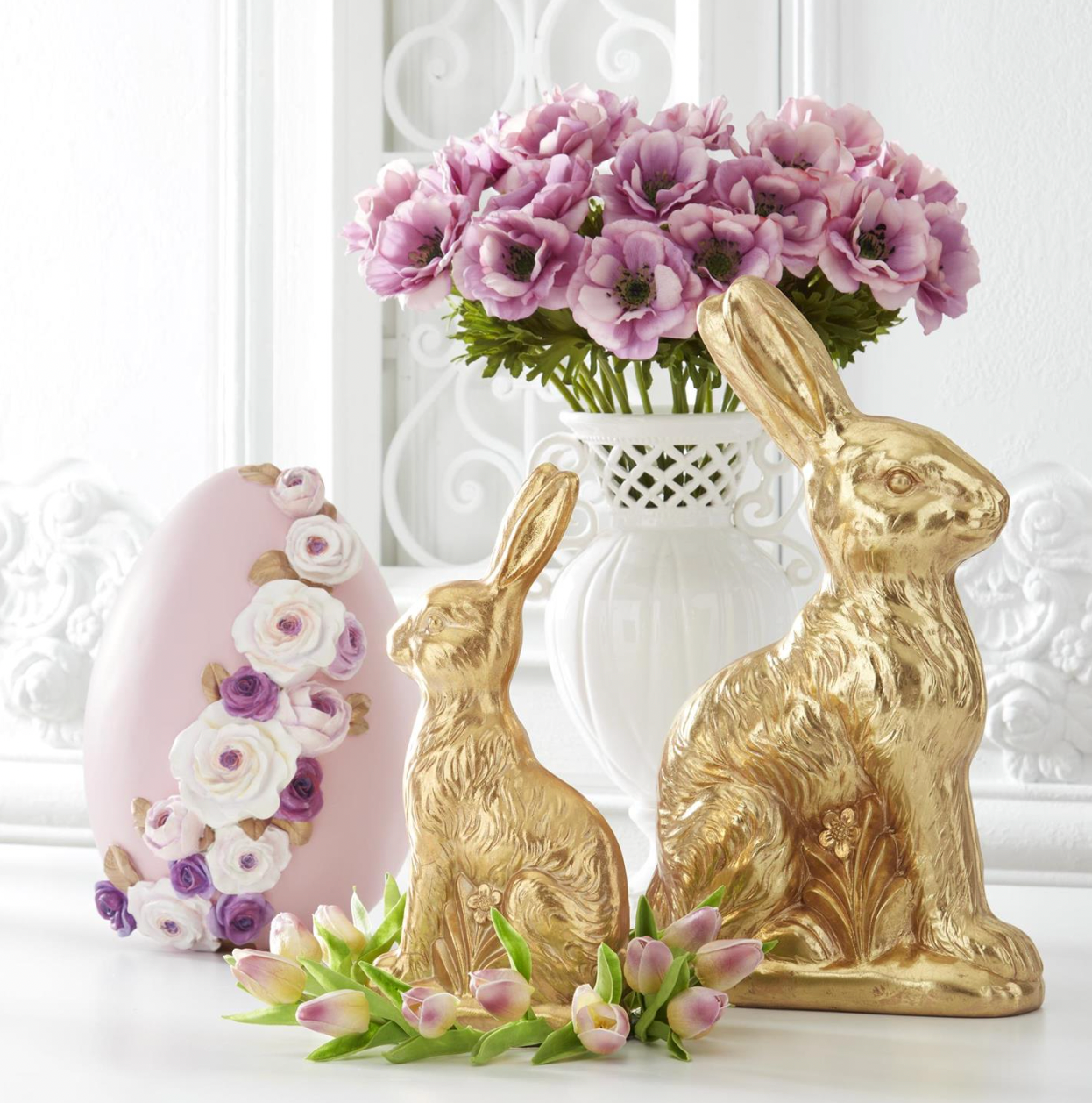 14" Resin Royal Gold Foil Resin Easter Bunny