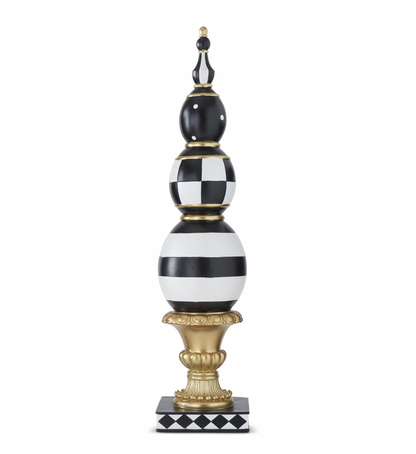 40" Resin Royal Gold Black & White Easter Egg Finial