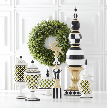 40" Resin Royal Gold Black & White Easter Egg Finial