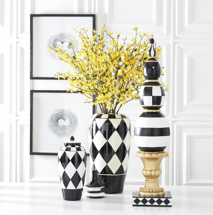 40" Resin Royal Gold Black & White Easter Egg Finial