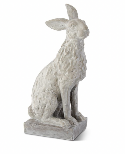 21.5" Gray Stone Sitting Rabbit