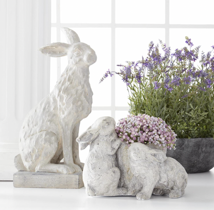 21.5" Gray Stone Sitting Rabbit