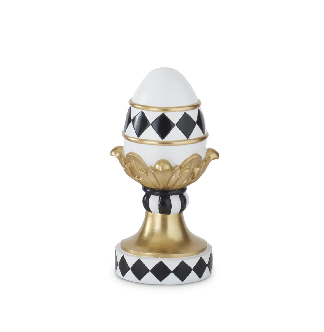 9" White Gold & Black Royal Easter Egg on Pedestal