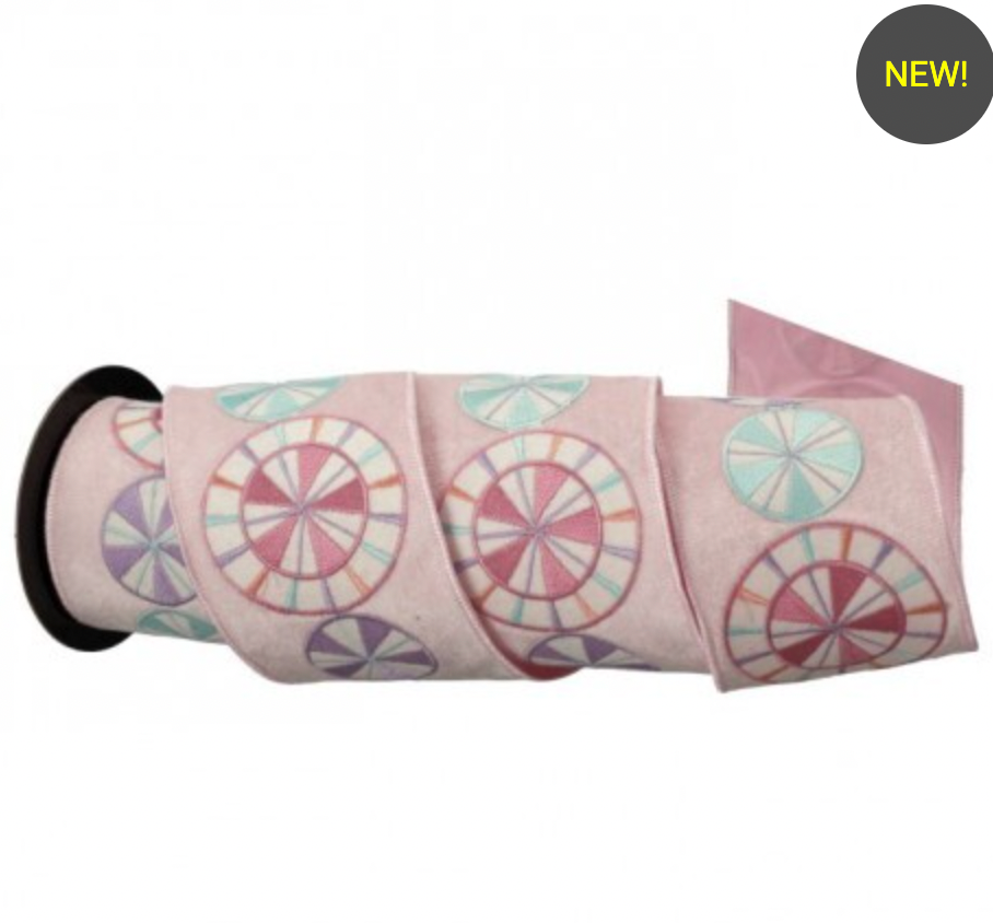 Santa's Sweet Shoppe Collection - 4"X5Y VELVET PEPPERMINT RIBBON