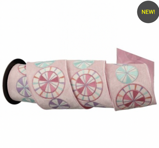 Santa's Sweet Shoppe Collection - 4"X5Y VELVET PEPPERMINT RIBBON