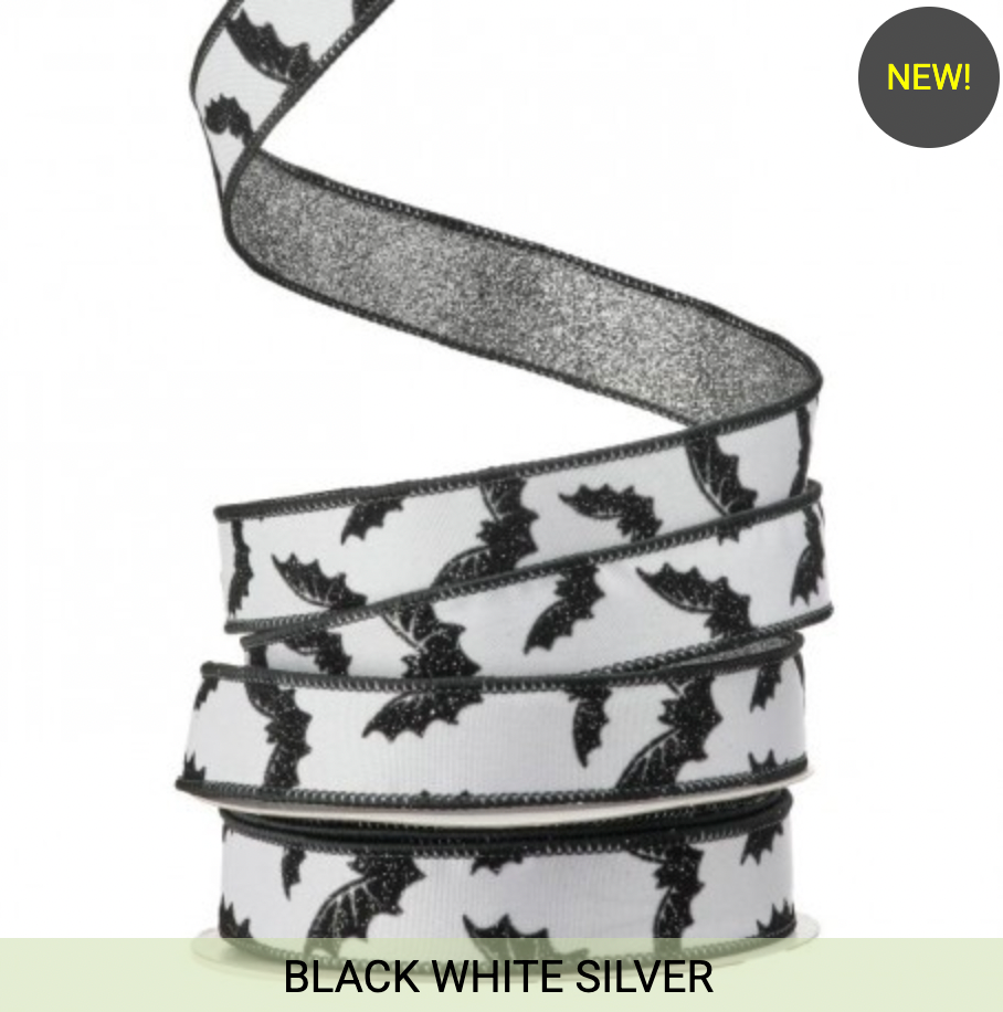 1"X10Y BAT GLITTER RIBBON