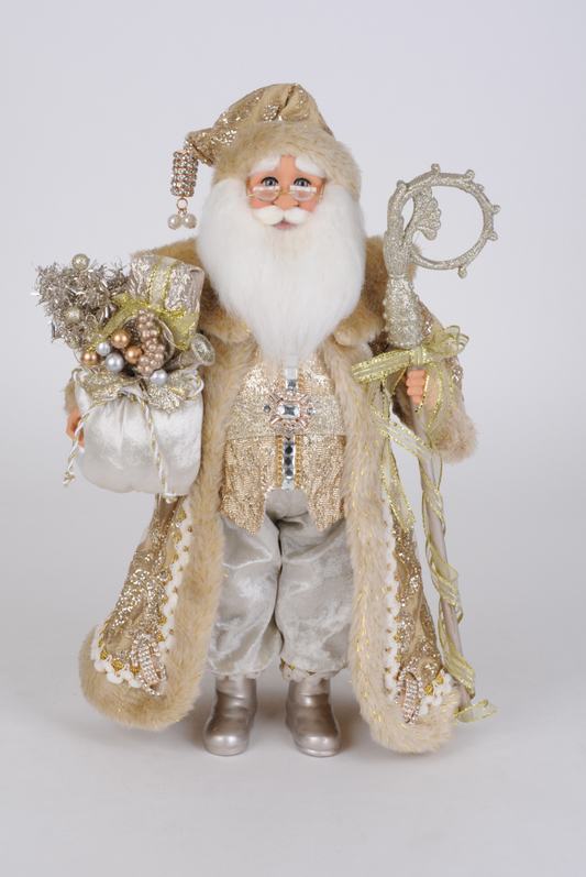 17" Lighted Touch of Gold Santa