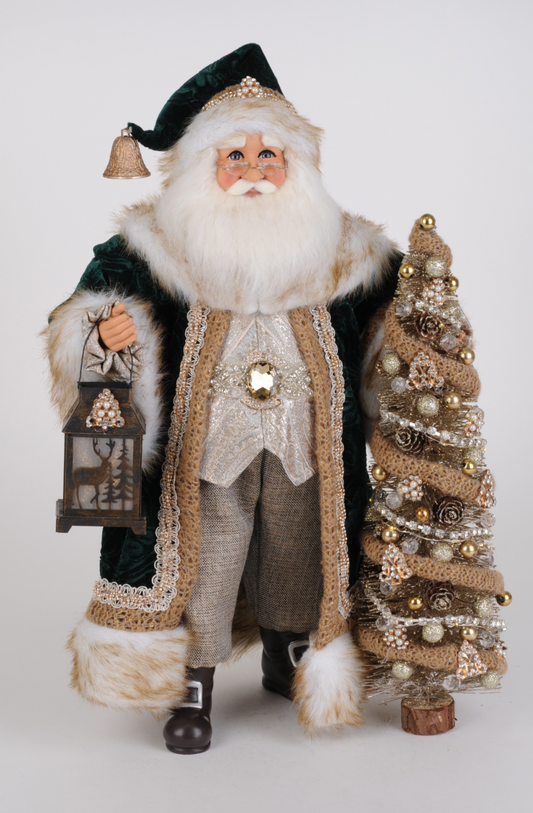 Christmas Carousel Collection - 19" Lighted Emerald Woods Santa
