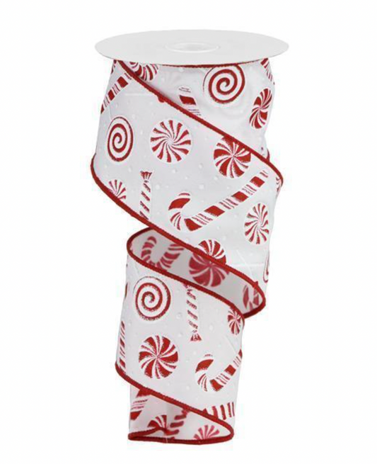 2.5"X10YD CANDY CANE PEPPERMINT RIBBON