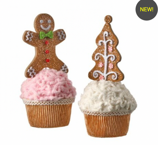 Santa's Sweet Shoppe Collection - 8" GINGERBREAD CUPCAKE - SET OF 2