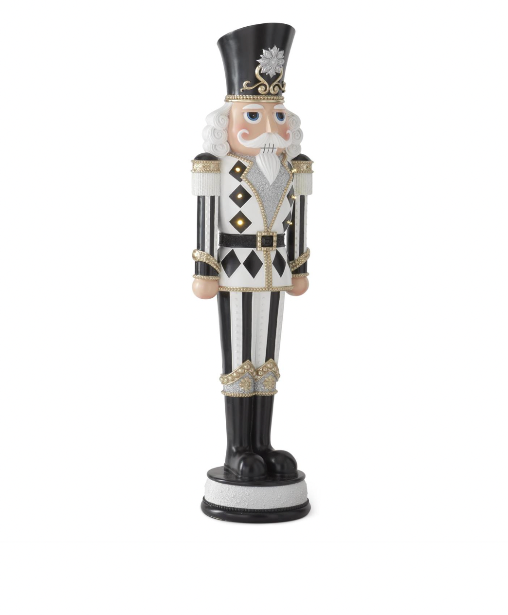 ROYAL COURT - 36" Black & White Harlequin Check LED Nutcracker