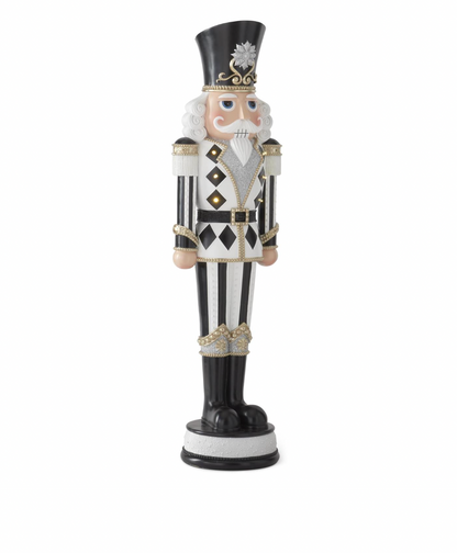 ROYAL COURT - 36" Black & White Harlequin Check LED Nutcracker