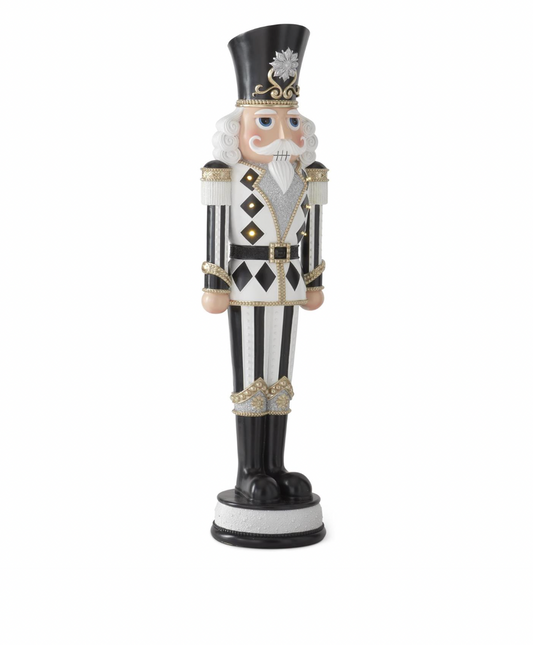 ROYAL COURT - 36" Black & White Harlequin Check LED Nutcracker