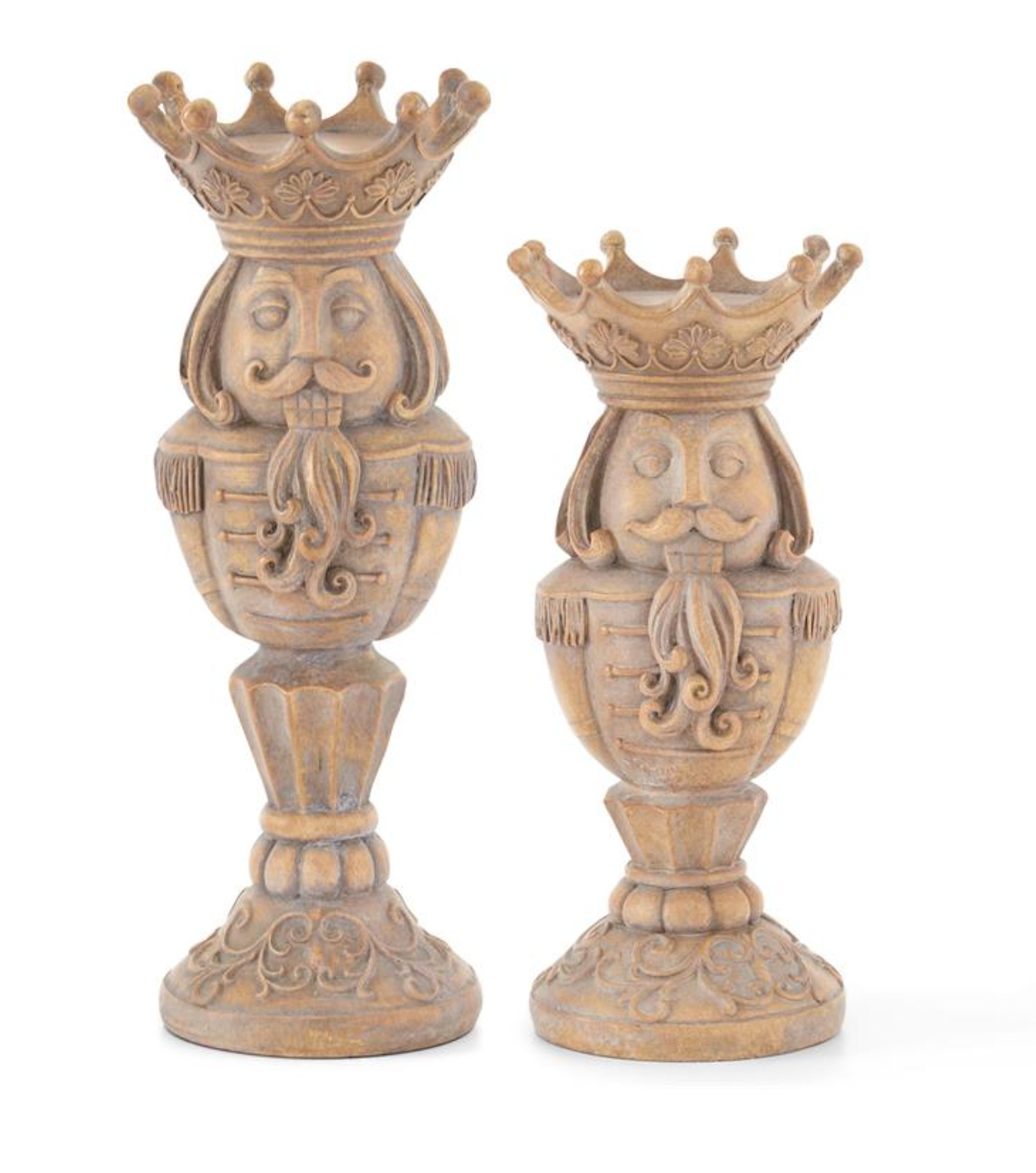 Christmas Carousel Collection - 12.5" & 10.5" Christmas Nutcracker Pillar Candle Holders - SET OF 2