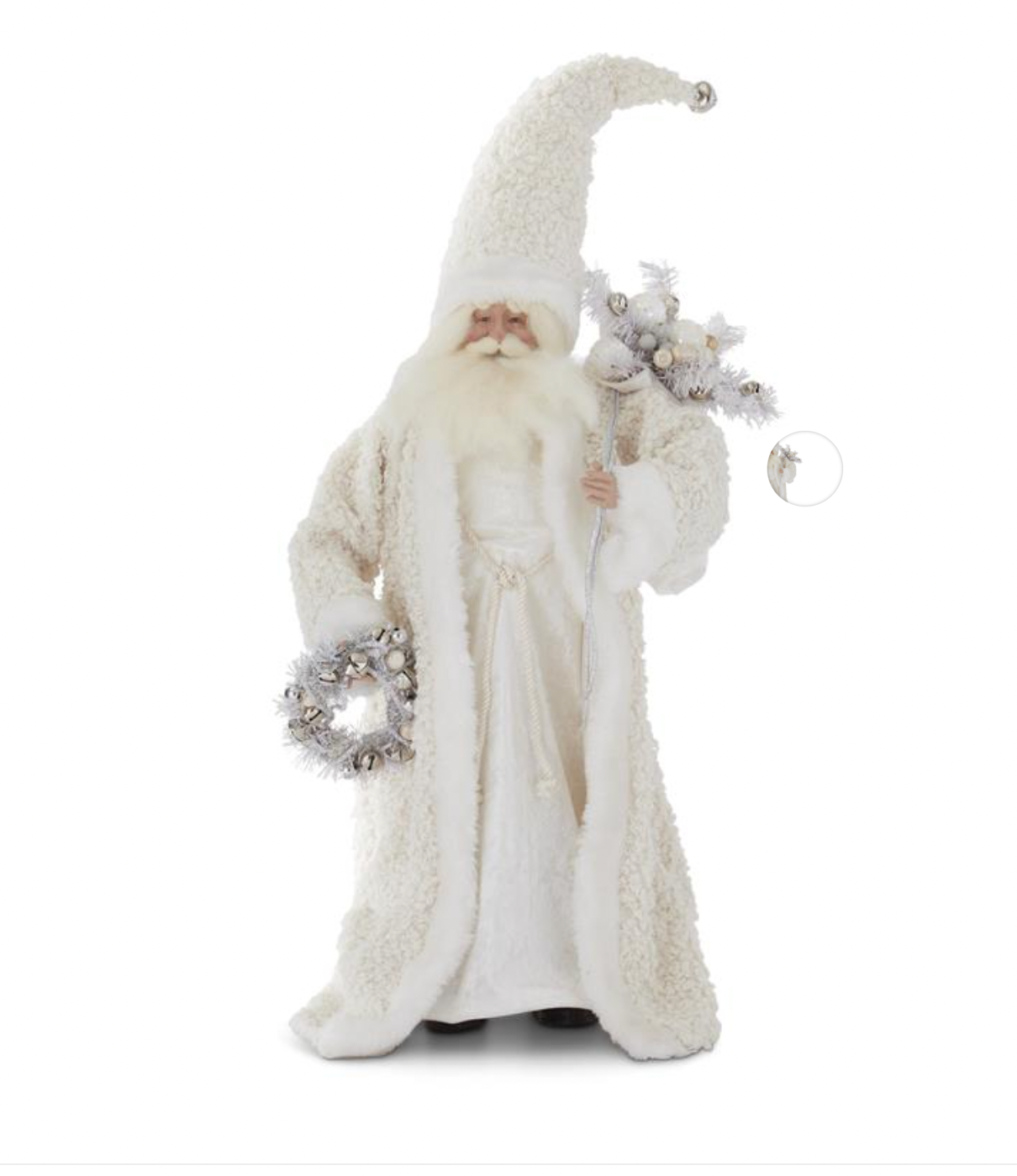 ROYAL COURT - 26" Cream Fringe Coat Santa w/Wreath & Sack
