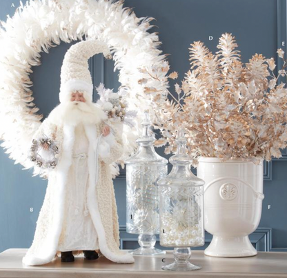 ROYAL COURT - 26" Cream Fringe Coat Santa w/Wreath & Sack