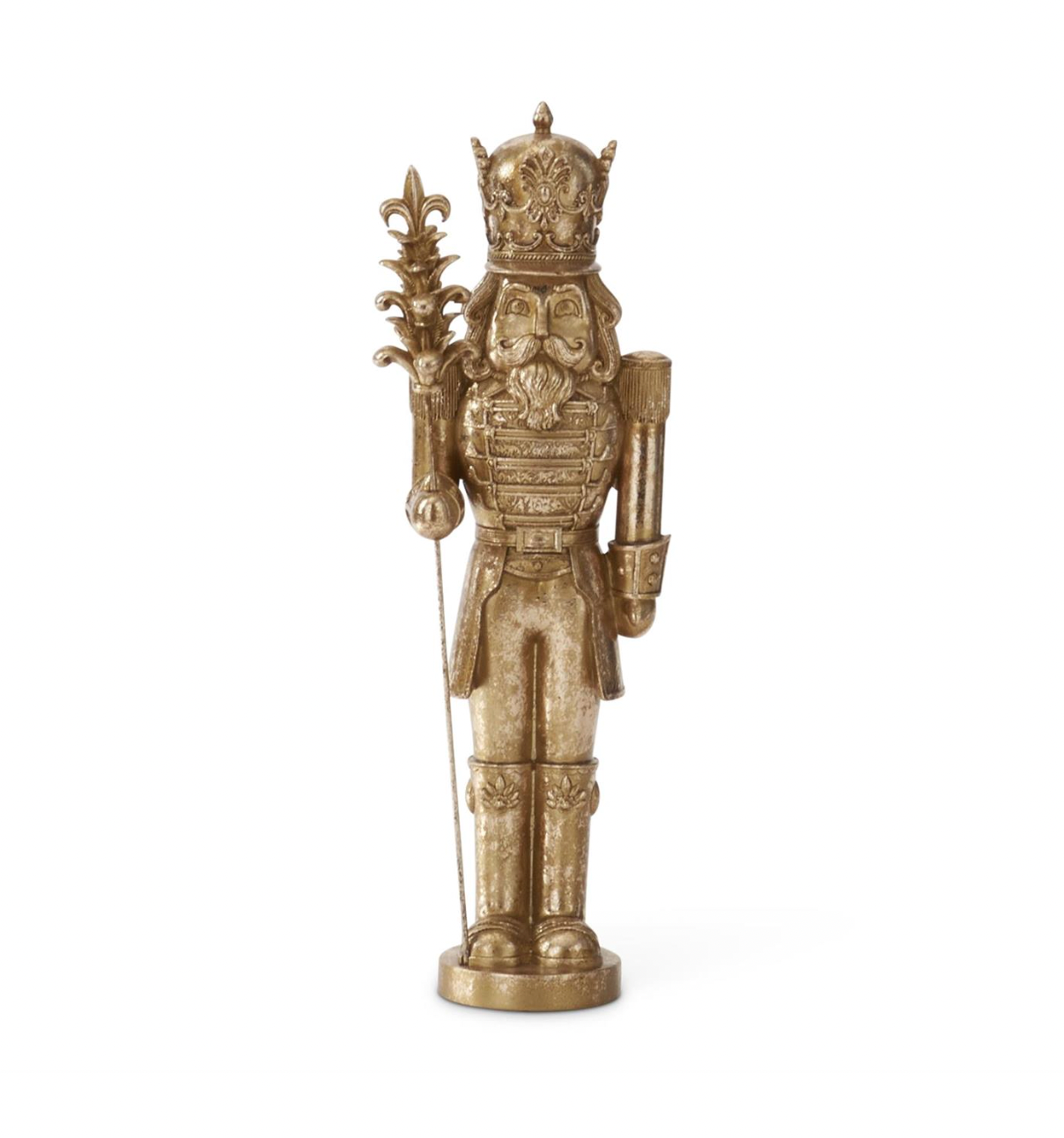 Royal Court Collection - 15.5"  Gold Nutcracker w/Pinecone Staff