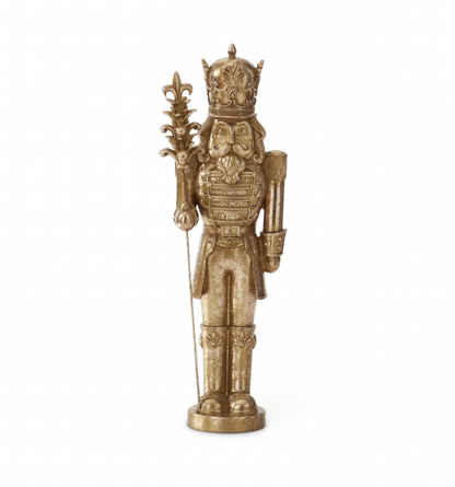 Royal Court Collection - 15.5"  Gold Nutcracker w/Pinecone Staff