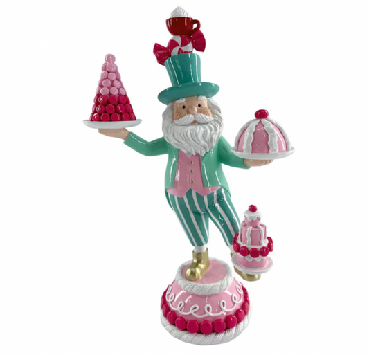 Santa's Sweet Shoppe Collection -  14" Resin Santa Cake & Macaron Table Top