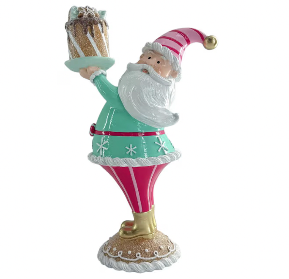 Santa's Sweet Shoppe Collection - 13" Resin Santa Holding Cake