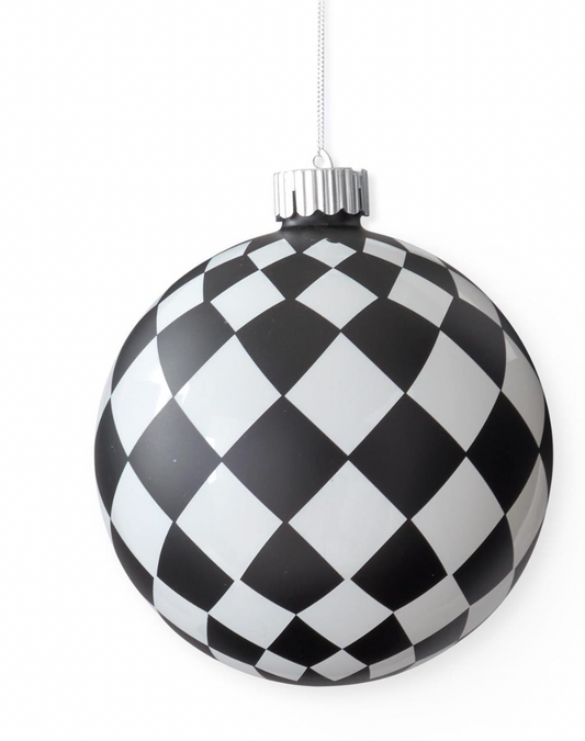 ROYAL COURT COLLECTION - 6" Glass Harlequin LED Christmas Ornament with Timer