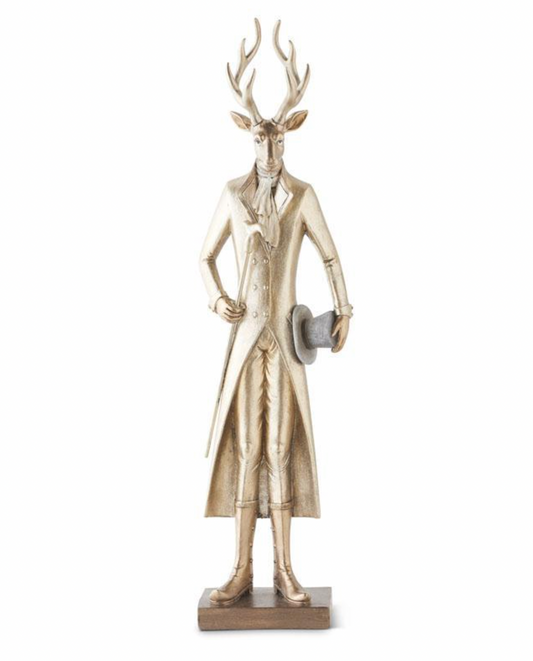 Royal Court Collection - 19" Dapper Gold Resin Standing Deer Walking Stick