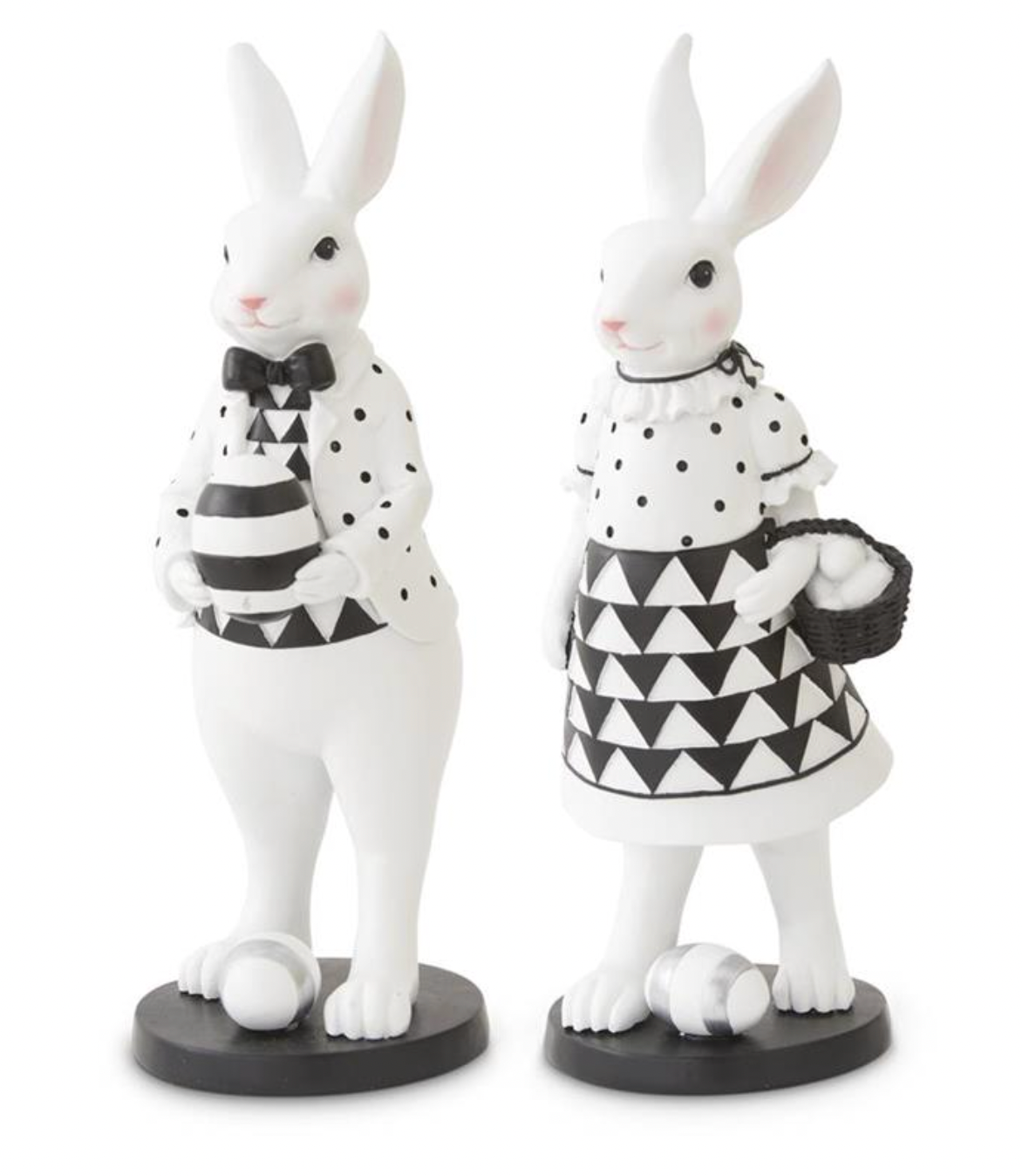 12.5" Black & White Bunnies - SET OF 2