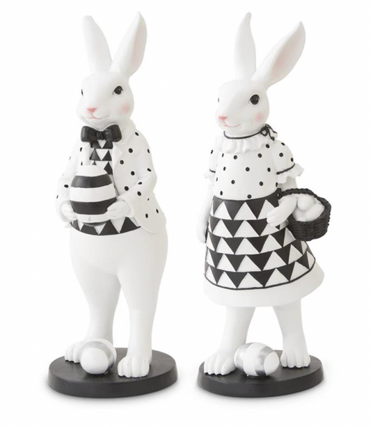 12.5" Black & White Bunnies - SET OF 2