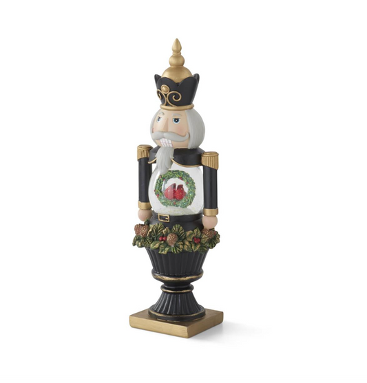 Christmas Carousel Collection - 13" Resin Nutcracker Soldier w/Snow Globe Belly On Urn
