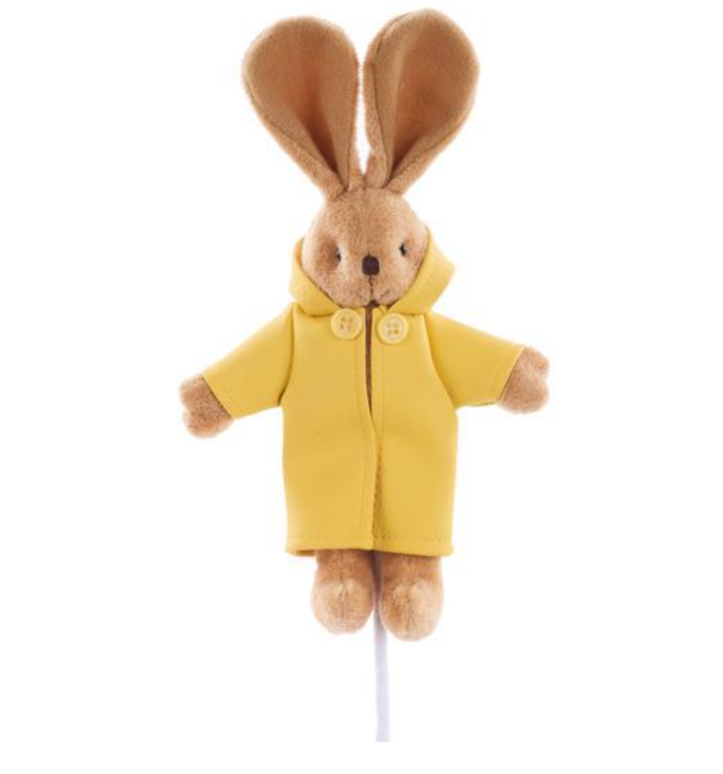 17"L BUNNY W/RAIN COAT PICK TAN/YELLOW