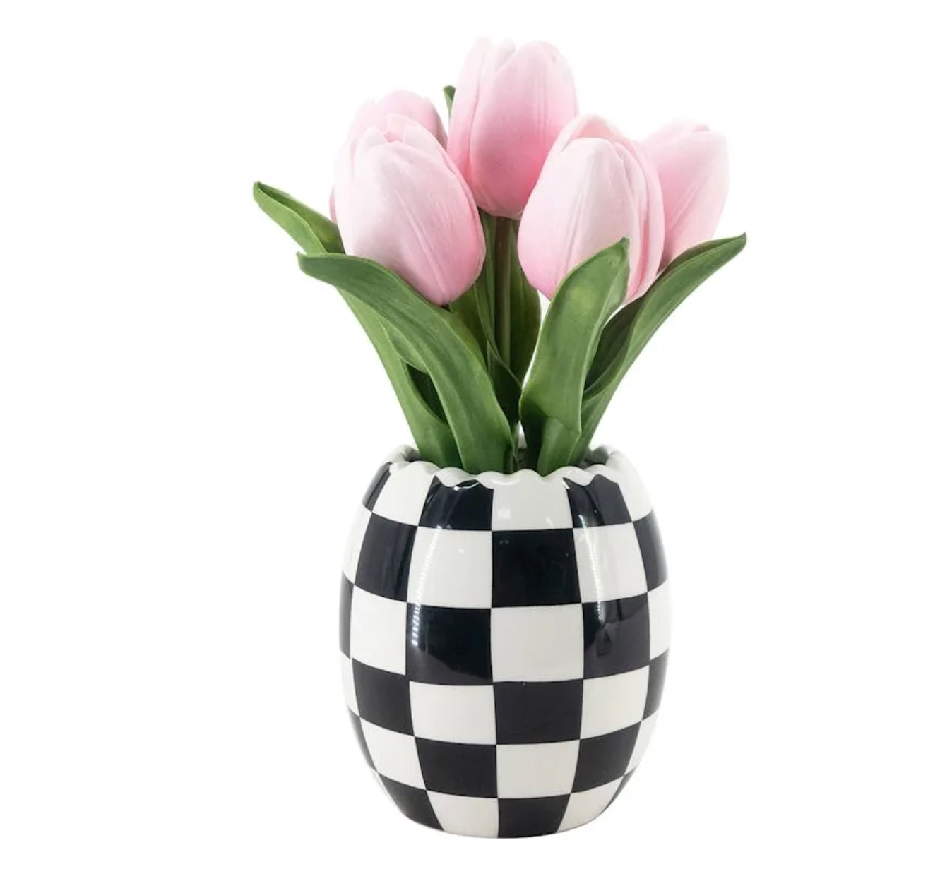 10" Real Touch Pink Tulip Arrangement in Ceramic Pot