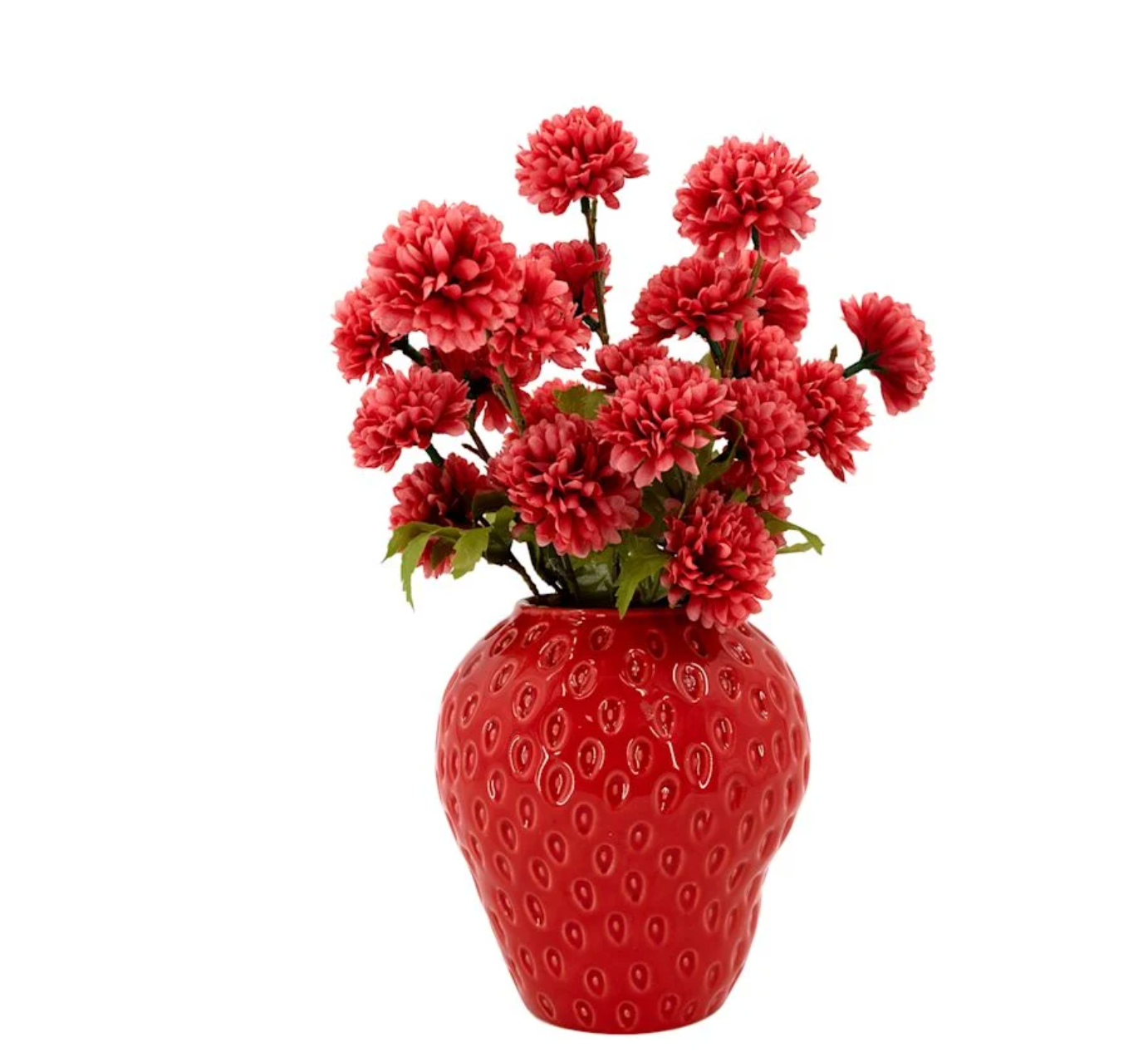 12" Zinna in Strawberry Pot