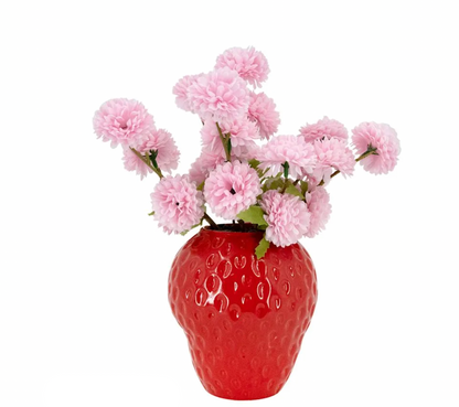 12" Zinna in Strawberry Pot