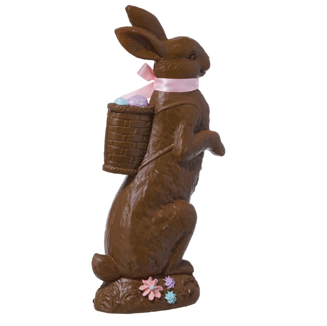 14" Resin Chocolate Easter Bunny with Basket Eggs – Dunn Deals Home ...