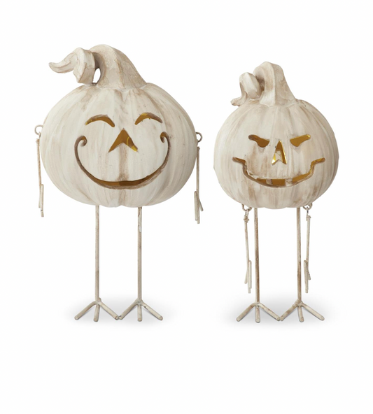 8.25" & 8"  Natural LED Pumpkins - SET OF 2