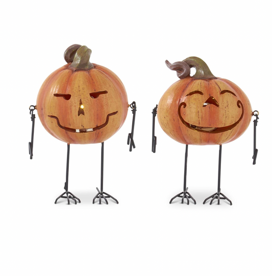 5.5" & 5"  Orange LED Pumpkins - SET OF 2