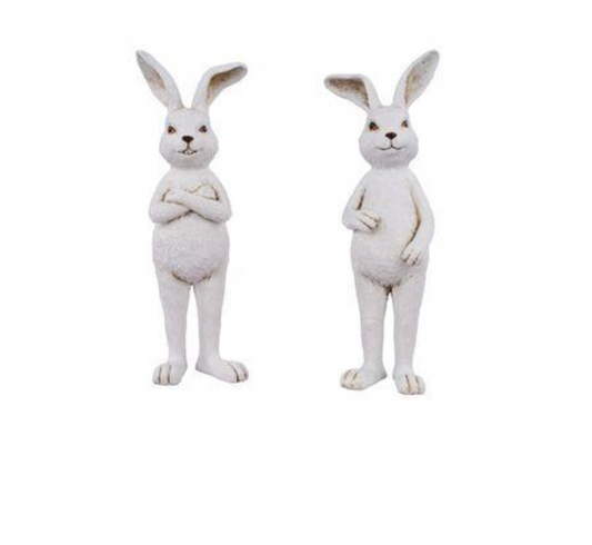 11" RESIN STANDING RABBIT WHITE