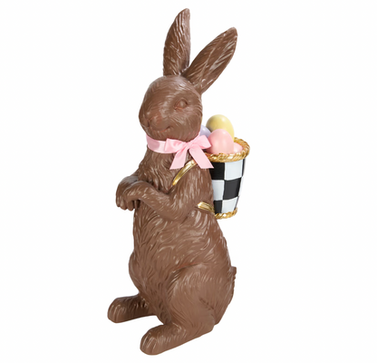 19" Resin Chocolate Easter Bunny with Checkered Backpack