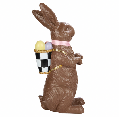19" Resin Chocolate Easter Bunny with Checkered Backpack
