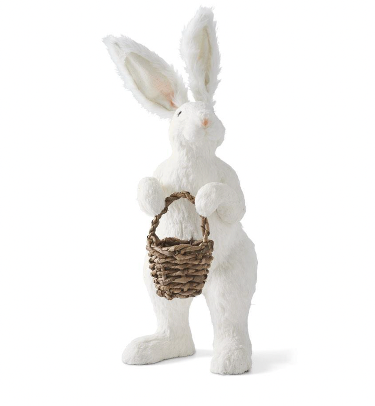 27" White Standing Sisal Rabbit Holding Basket